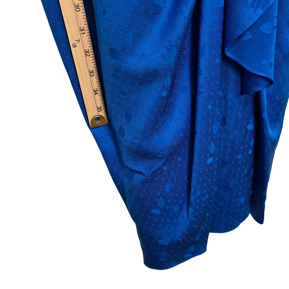 Vintage 80s AJ Bari Royal Blue Silk Jacquard Sequin Cocktail Dress Size 14 - Picture 9 of 12